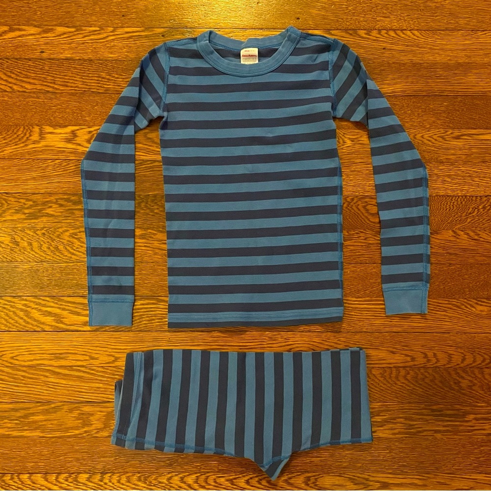 Hanna Andersson Blue Striped Organic Cotton Pajamas Size 140 cm or 10